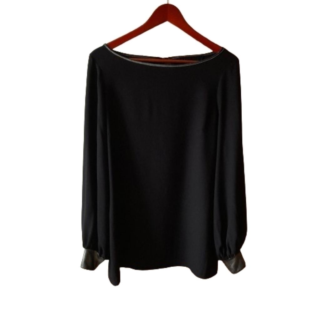 Kardashian Kollection Tunic Large Black Sheer Long Sleeve Gothic Blouse
